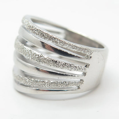 925 Sterling Silver Vintage RCI Multi-Bar Ring Size 6.5