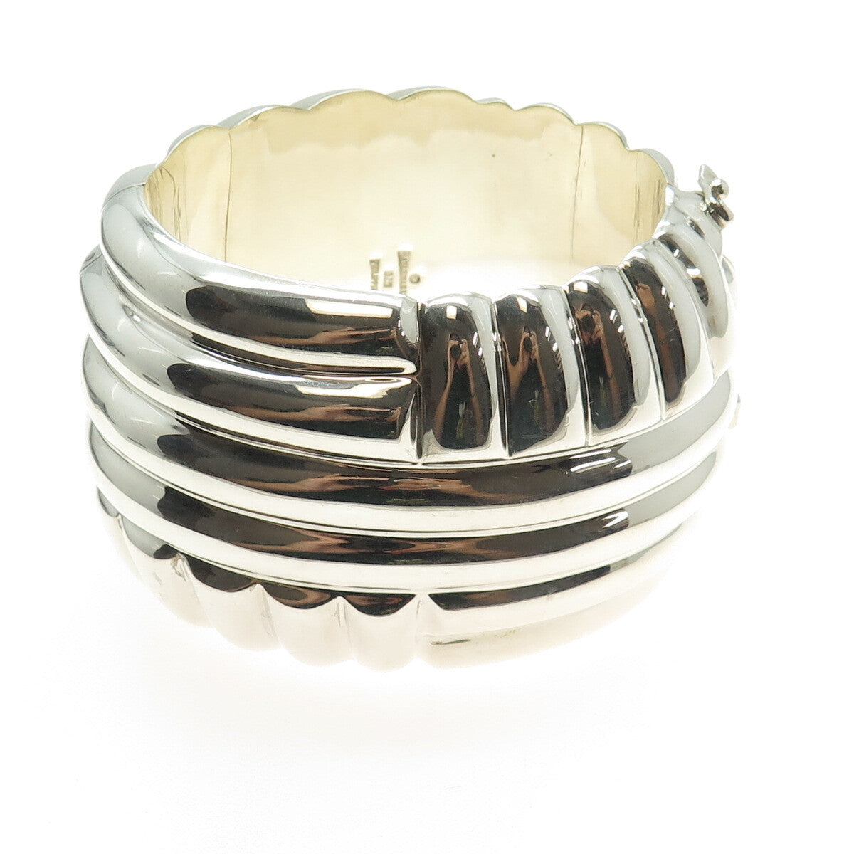 BAYANIHAN 925 Sterling Silver Vintage Modernist Heavy 154.2g Bangle Bracelet 7"