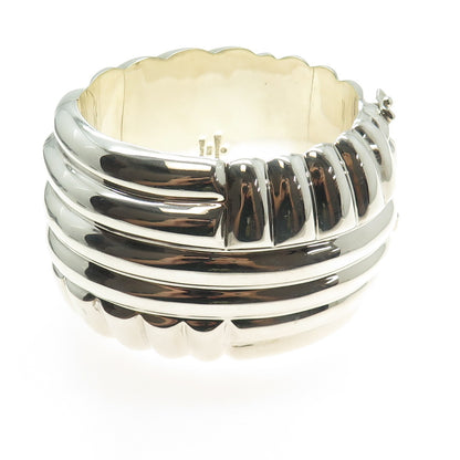 BAYANIHAN 925 Sterling Silver Vintage Modernist Heavy 154.2g Bangle Bracelet 7"