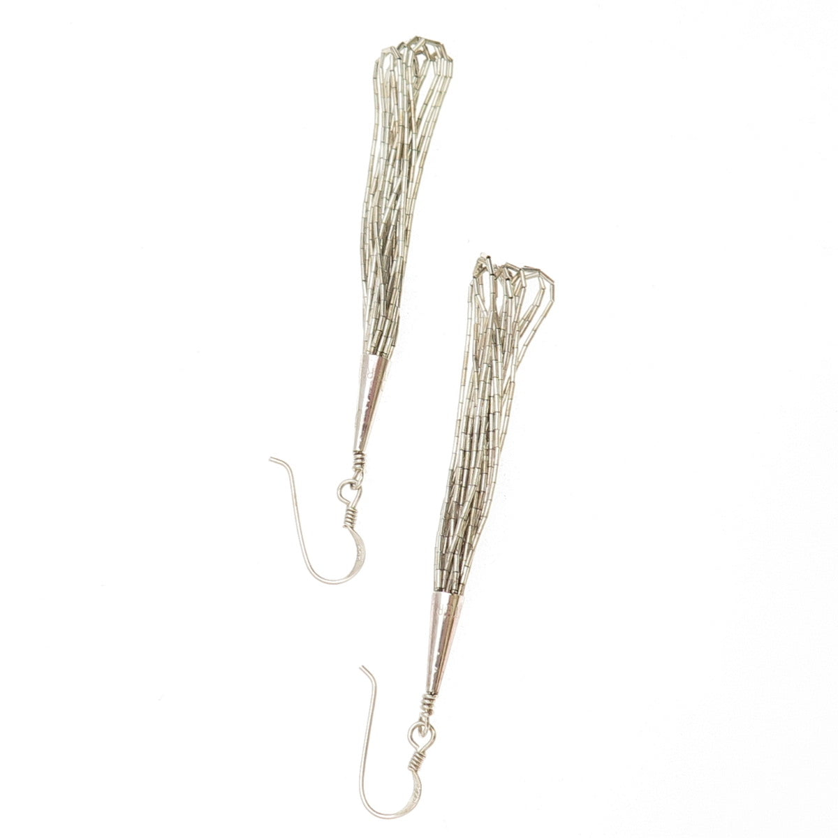 Old Pawn 925 Sterling Silver Vintage Southwestern Liquid Chain Dangle Earrings