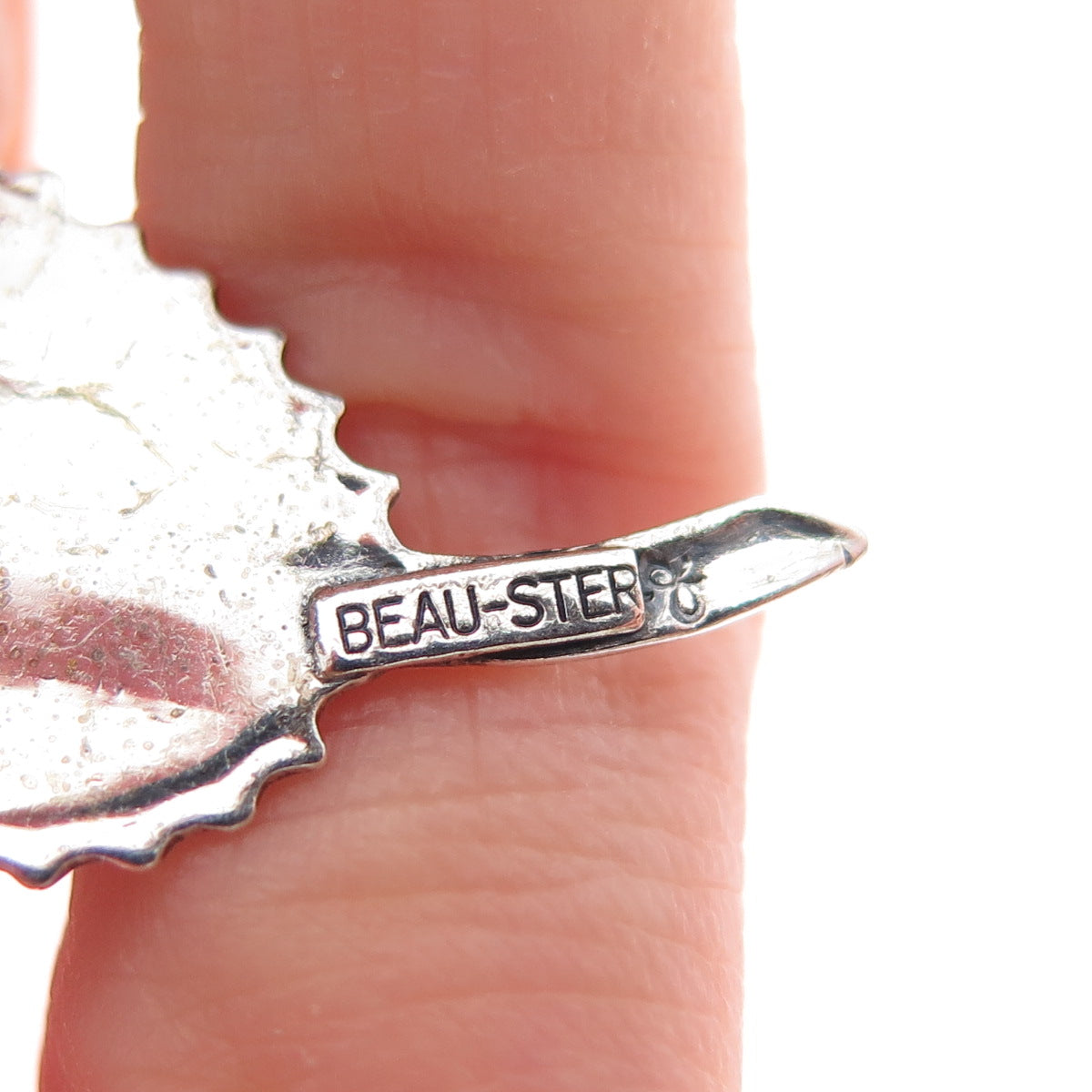 BEAU 925 Sterling Silver Vintage Feather Oxidized Pin Brooch