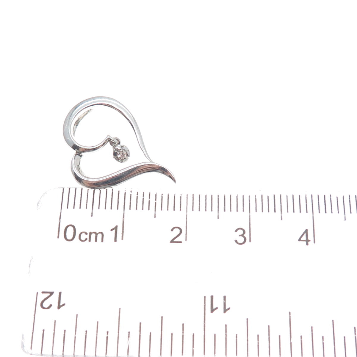 925 Sterling Silver Round-Cut C Z Heart Minimalist Charm Slide Pendant