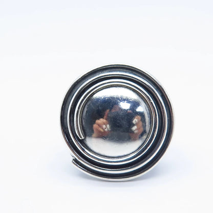 950 Silver Vintage Modernist Wide Ring Size 7.75