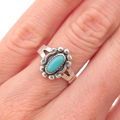 Bell Trading Post Old Pawn 925 Sterling Silver Vintage Turquoise Ring Size 4.75
