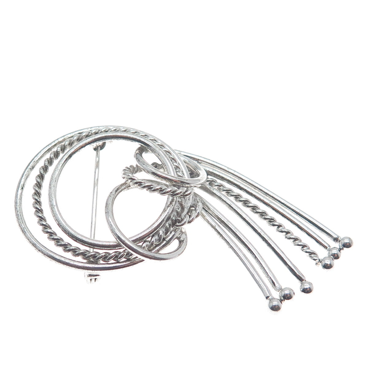 HARRY S. BICK 925 Sterling Silver Vintage Twisted Wave Oxidized Pin Brooch