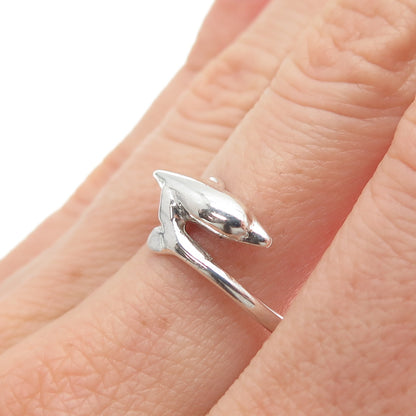 925 Sterling Silver Vintage Dolphin Ring Size 9.25