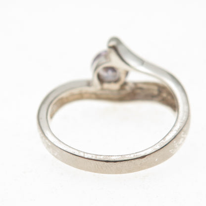 Charles Winston 925 Sterling Silver Round-Cut Lavender C Z Overlap Ring Size 7