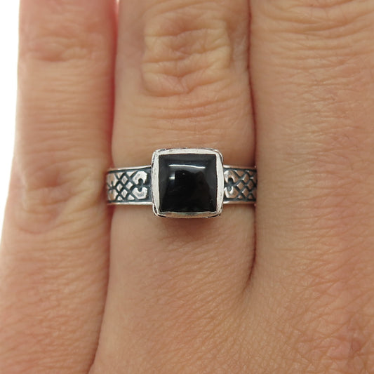 SILPADA 925 Sterling Silver Vintage Real Black Onyx Ornate Oxidized Ring Size 6