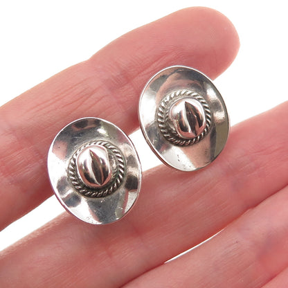 Old Pawn 925 Sterling Silver Vintage Southwestern Cowboy Hat Screw Back Earrings