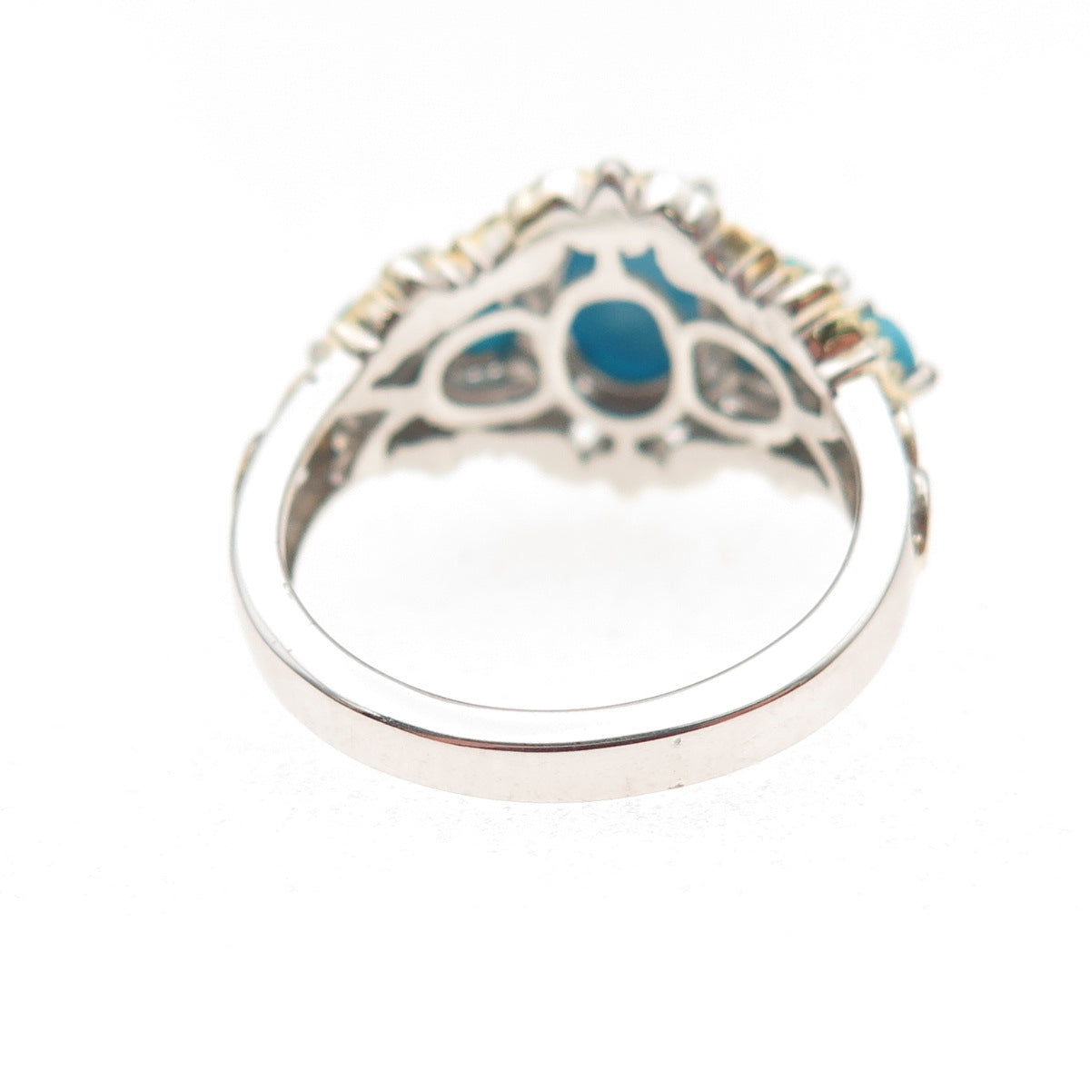 Chuck Clemency Sterling Silver 2-Tone Real Sleeping Beauty Turquoise Ring Size 6