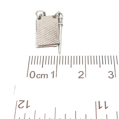 925 Sterling Silver Antique Art Deco Notebook & Pencil Mini Charm Pendant
