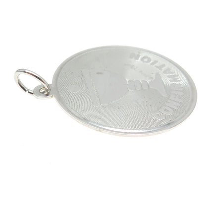 M&M 925 Sterling Silver Vintage Confirmation Religious Round Pendant