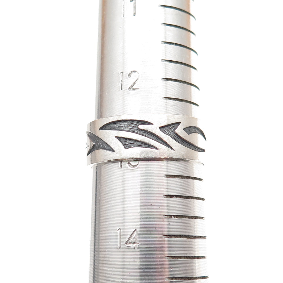 925 Sterling Silver Vintage Mexico Tribal Wave Oxidized Band Ring Size 13