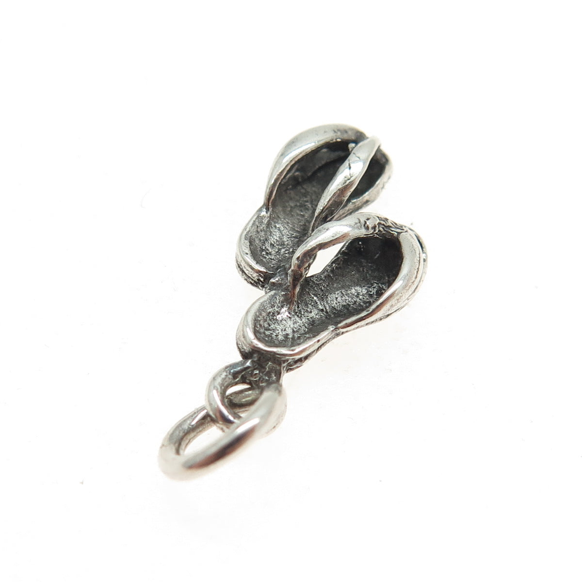 925 Sterling Silver Vintage Flip Flops Oxidized Minimalist Charm Pendant