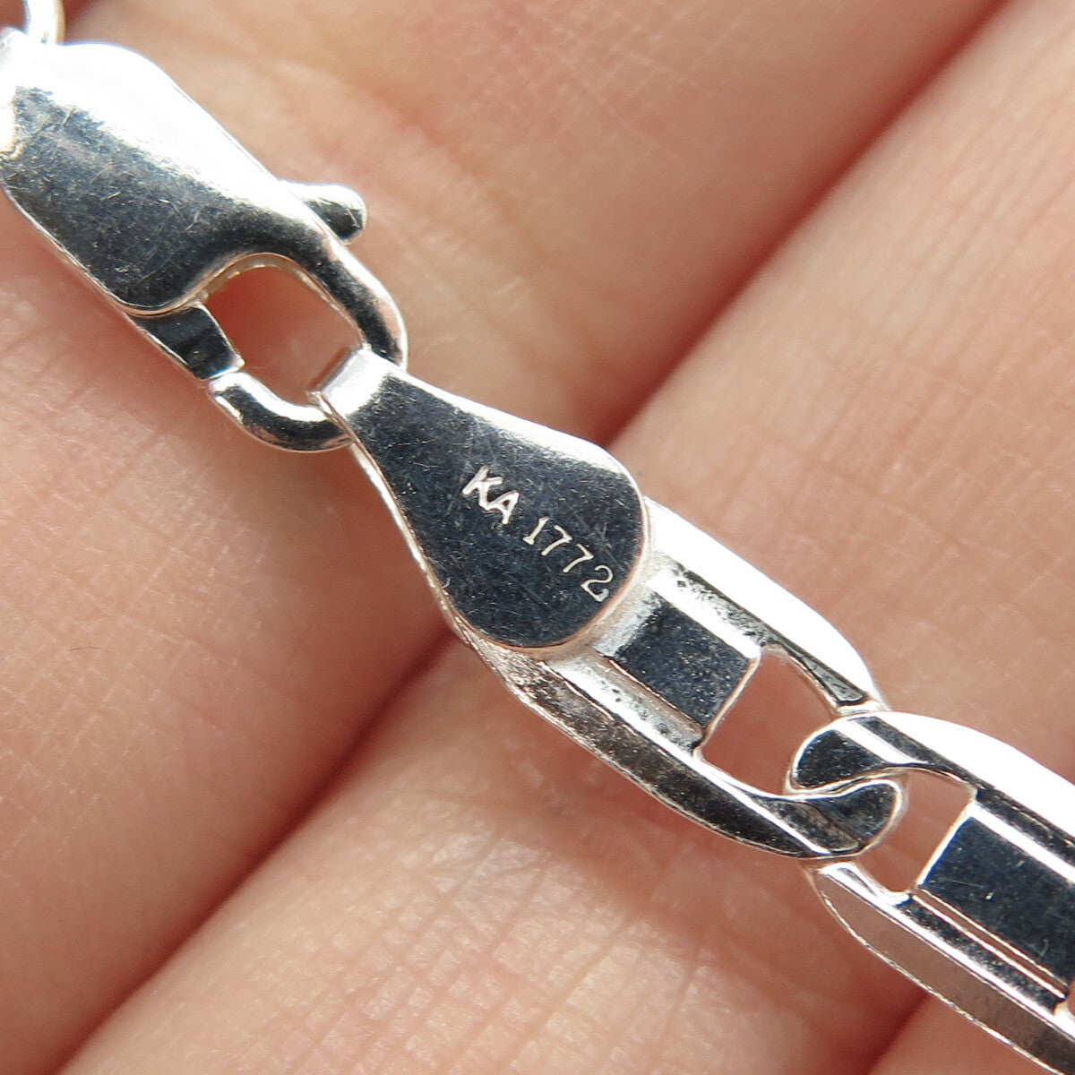 925 Sterling Silver Italy Flat Anchor Mariner Chain Necklace 18"