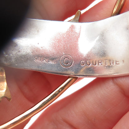 COURTNEY 925 Sterling Silver 2-Tone Vintage Dolphin Adjustable Bracelet 6.5"