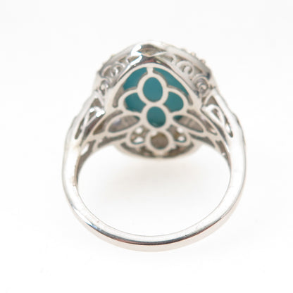 Chuck Clemency Sterling Silver 2-Tone Real Turquoise & Tanzanite Ring Size 8.25