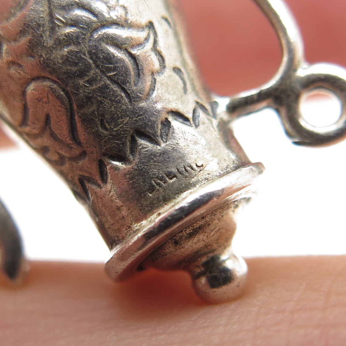 925 Sterling Silver Vintage Coffeepot Oxidized Minimalist 3D Charm Pendant