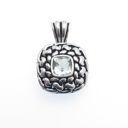 FADO 925 Sterling Silver Vintage Dublin Real Green Amethyst Modernist Pendant