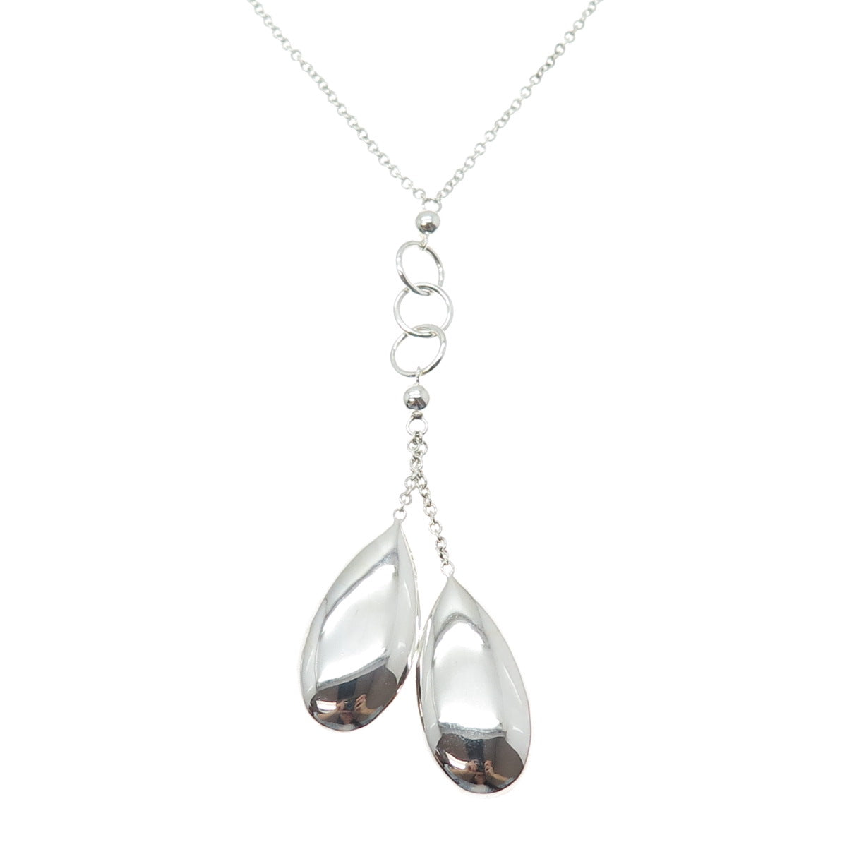 ELLE 925 Sterling Silver Vintage Real Ruby Modernist Cable Chain Necklace 24"