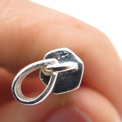 925 Sterling Silver Vintage Real Milky Aquamarine Amulet Charm Pendant