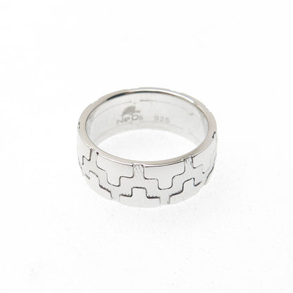 NEOS 925 Sterling Silver Textured Puzzle Band Ring Size 8.25
