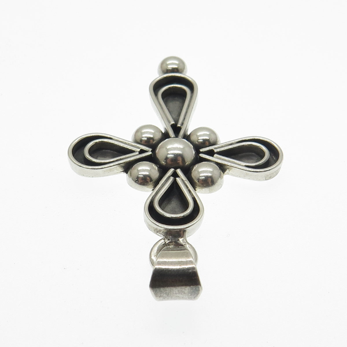 BERNICE 925 Sterling Silver Vintage Mexico Cross Religious Oxidized Pendant