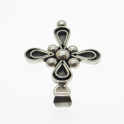 BERNICE 925 Sterling Silver Vintage Mexico Cross Religious Oxidized Pendant