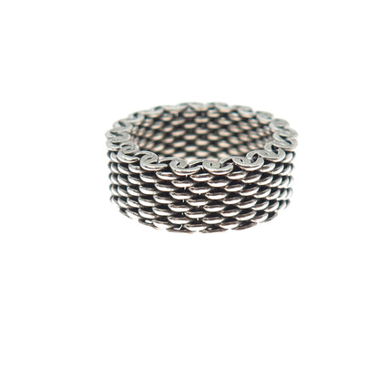 925 Sterling Silver Vintage Mesh Oxidized Band Ring Size 6.25