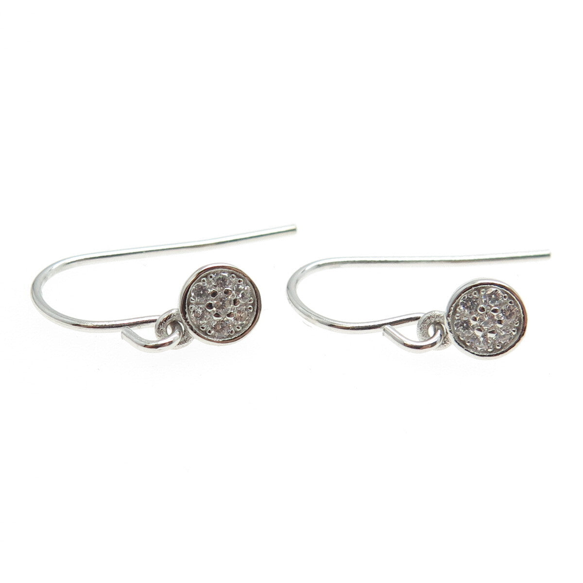 925 Sterling Silver Round-Cut C Z Dangling Earrings