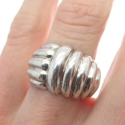 CHARLES WINSTON 925 Sterling Silver Vintage Modernist Ribbed Dome Ring Size 7