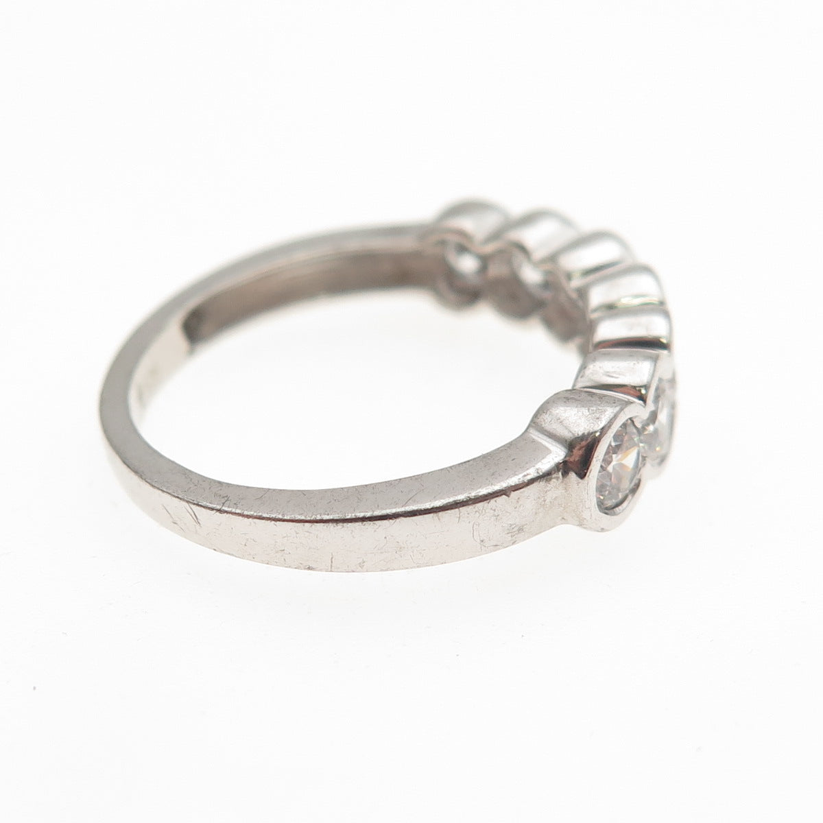 925 Sterling Silver Round-Cut C Z Half Eternity Ring Size 7