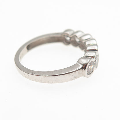 925 Sterling Silver Round-Cut C Z Half Eternity Ring Size 7