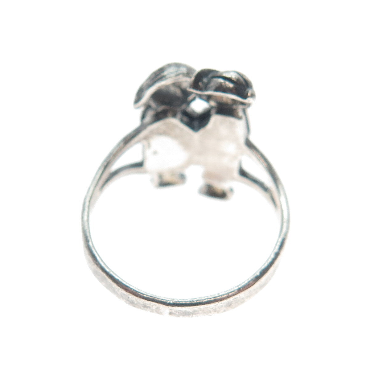925 Sterling Silver Vintage Boy & Girl Couple Movable Heads Ring Size 6.5