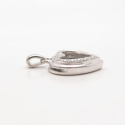 925 Sterling Silver SAI Real Diamond Heart Picture Frame Pendant