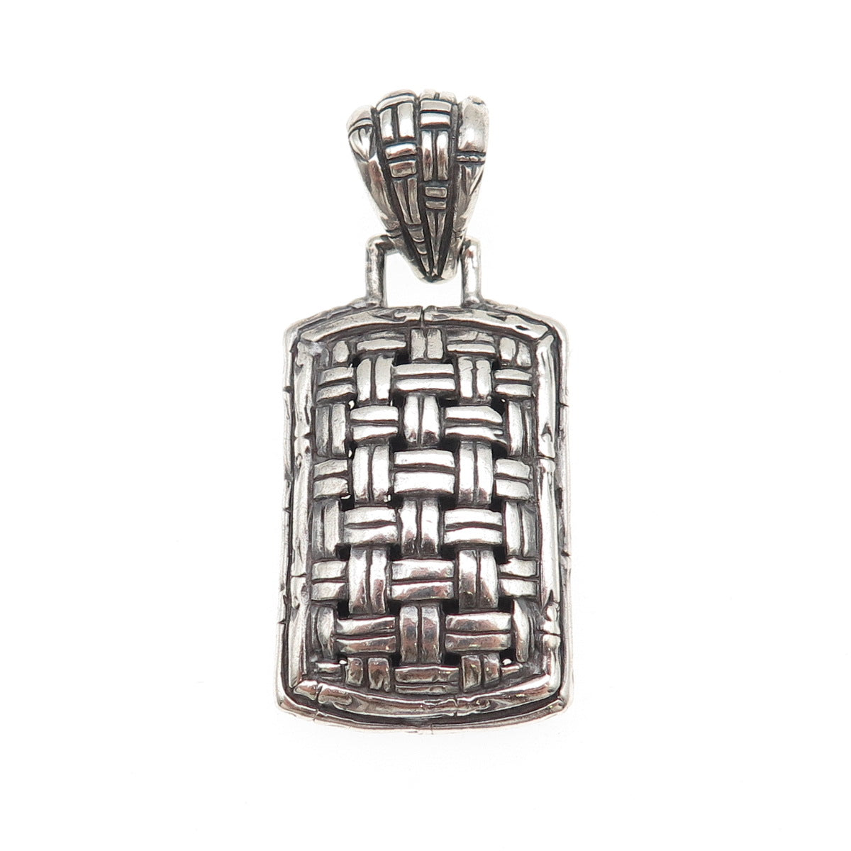 Sarda 925 Sterling Silver Vintage Woven Oxidized Charm Pendant