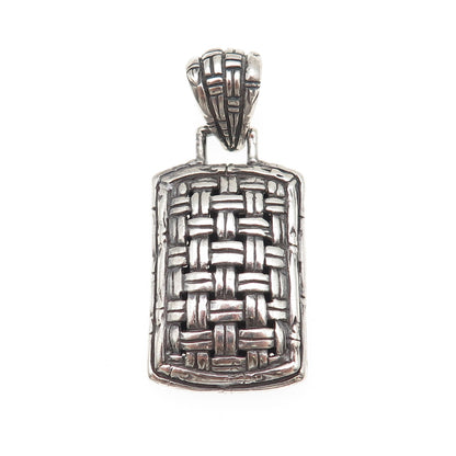 Sarda 925 Sterling Silver Vintage Woven Oxidized Charm Pendant