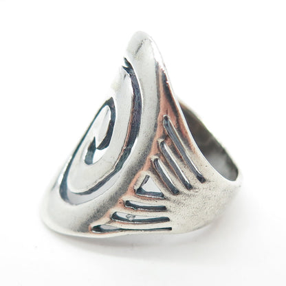 925 Sterling Silver Vintage Spiral Ethnic Statement Ring Size 6