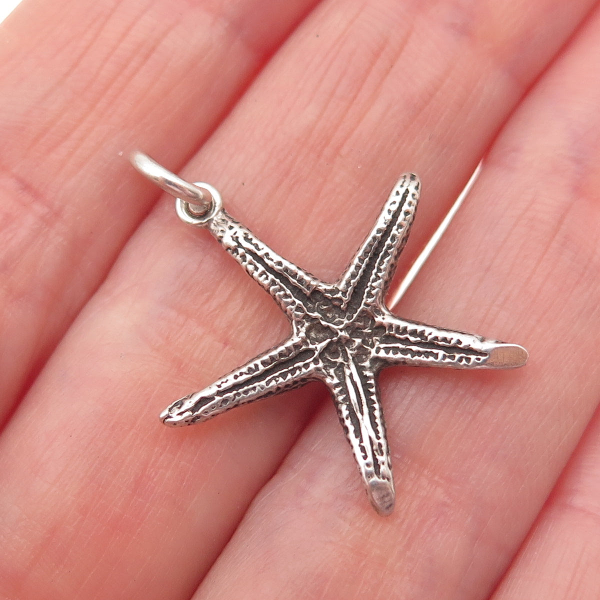 SUNWEST 925 Sterling Silver Vintage Starfish Oxidized Charm Pendant