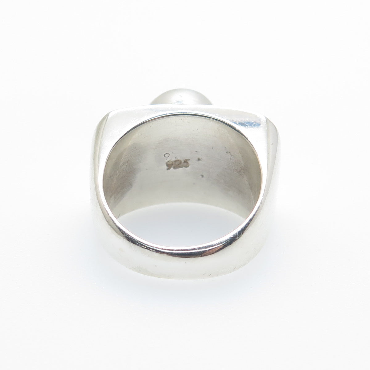 925 Sterling Silver Vintage Real Gold Pearl Modernist Ring Size 6.25