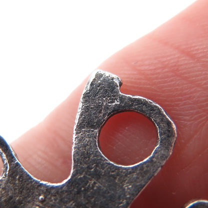 925 Sterling Silver Vintage Cowboy Modernist Oxidized Charm Pendant