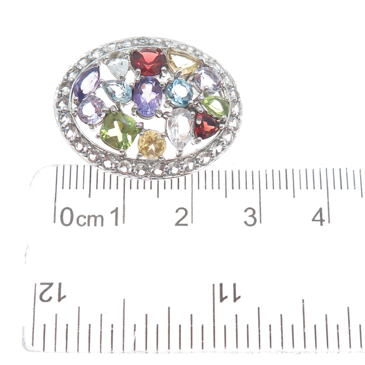 925 Sterling Real Amethyst Blue White Topaz Citrine Peridot Garnet Slide Pendant