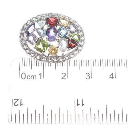 925 Sterling Real Amethyst Blue White Topaz Citrine Peridot Garnet Slide Pendant