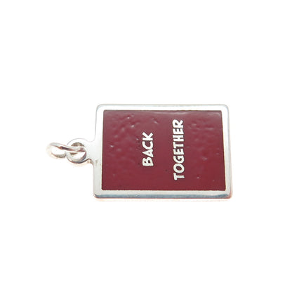 925 Sterling Silver Red Enamel Back Together Minimalist Charm Pendant