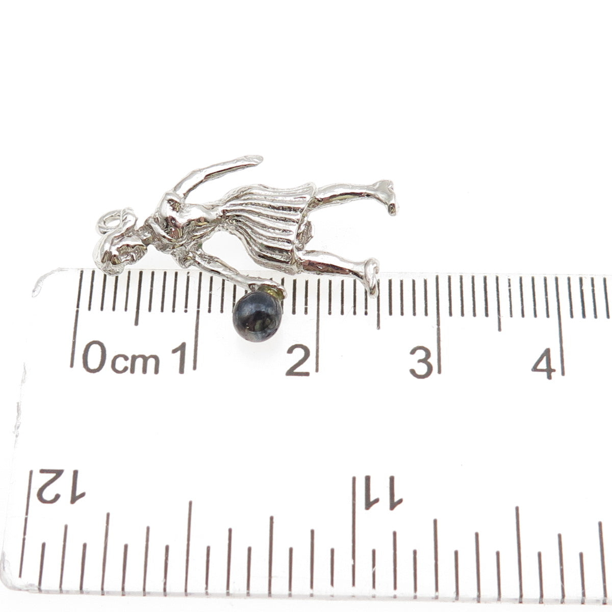 Town & Country 925 Sterling Vintage Real Hematite Female Bowler 3D Charm Pendant