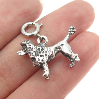 925 Sterling Silver Vintage Poodle Dog Spring Ring Lock Charm Pendant