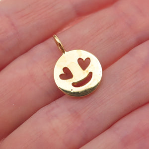 925 Sterling Silver Gold Plated In Love Face Emoji Charm Pendant