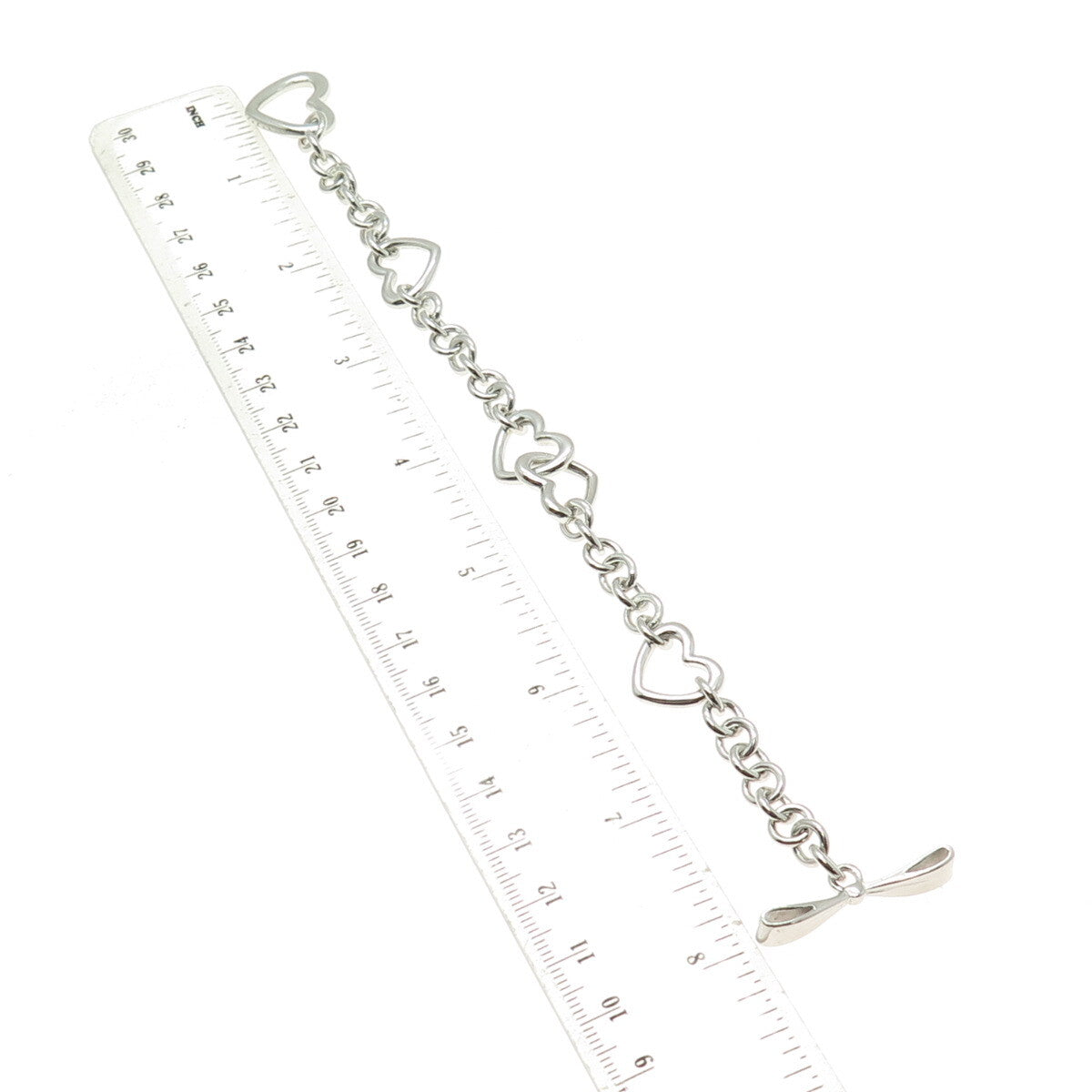 TOWN & COUNTRY 925 Sterling Silver Vintage Interlocked Heart Link Bracelet 7.25"