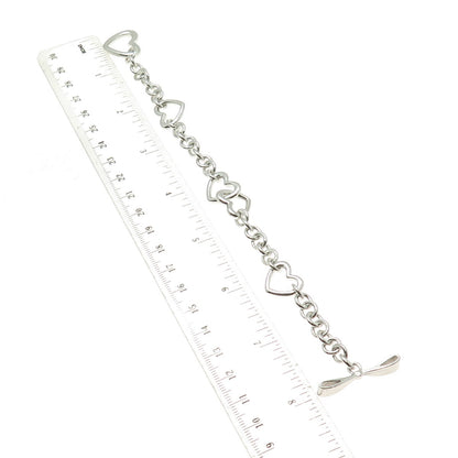 TOWN & COUNTRY 925 Sterling Silver Vintage Interlocked Heart Link Bracelet 7.25"