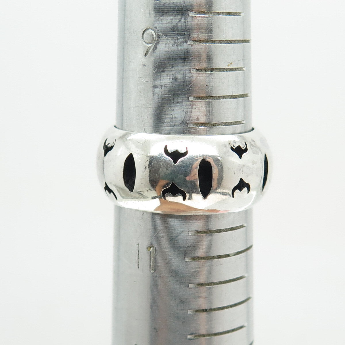 925 Sterling Silver Vintage Buffalo Modernist Shadow Box Band Ring Size 10.5